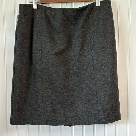 j jill Ponte Knit Pencil Skirt Medium Charcoal Gray Stretch Pockets Career Wear - Picture 2 of 11